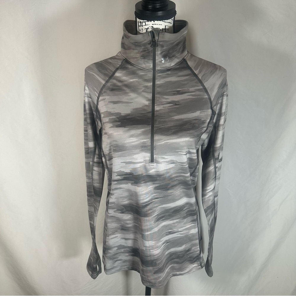 Under Armor Cold Gear Quarter Zip Pullover Women's Large Thumb Hole Cuff Running